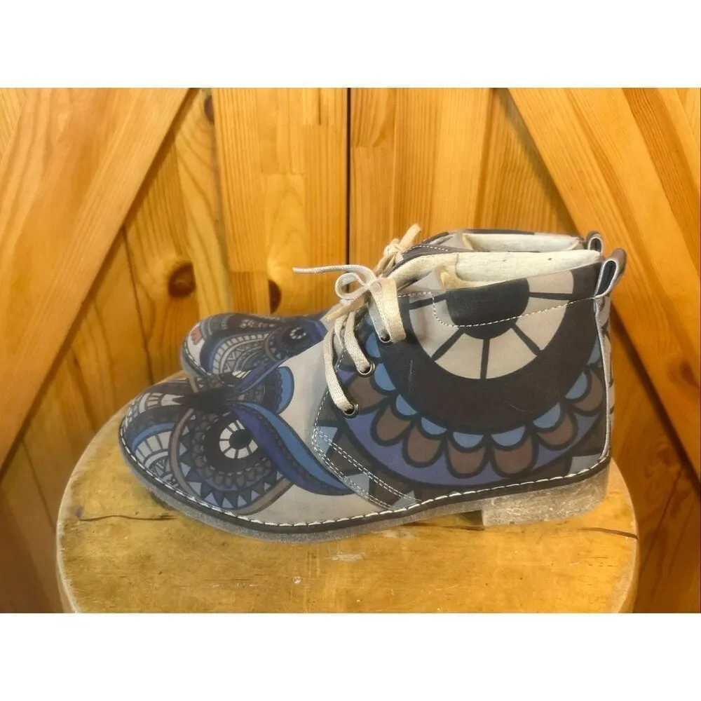 GOBY Owl Ankle Boot Size 39 8.5 Tan Brown Hayward Lace Up